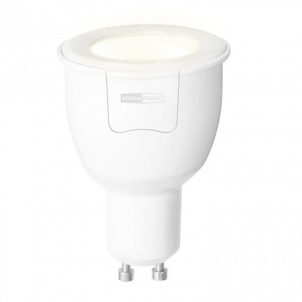 Led spot voor binnenverlichting met GU10 fitting dimbaar warm wit licht kunststof behuizing en draadloze bediening 433Mhz energielabel A plus