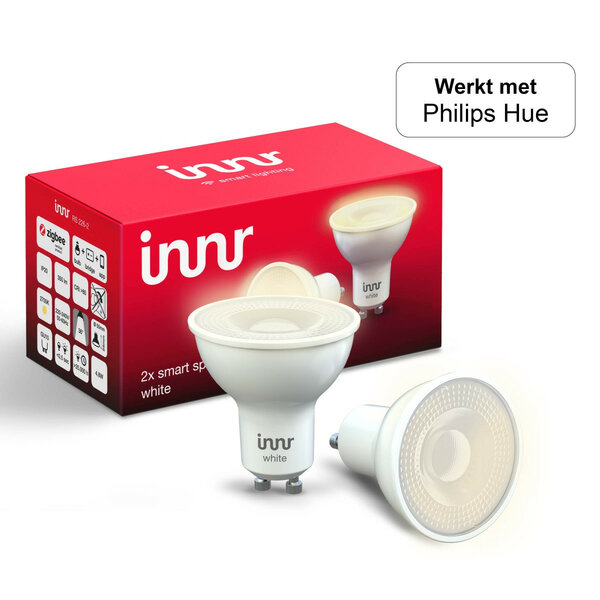 Ledspot voor binnenverlichting met Zigbee 3 0 en GU10 fitting warm wit licht dimbaar 2 stuks plastic