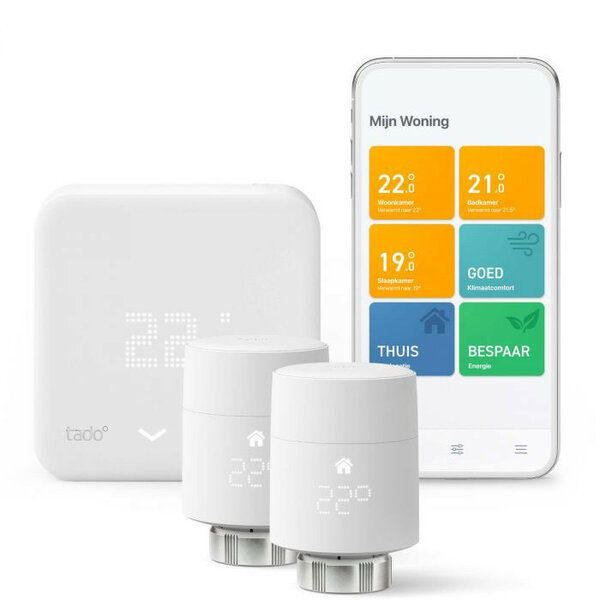 Tado Smart Thermostat V3+ starterpack (Bedraad) + 2 Radiatorknoppen