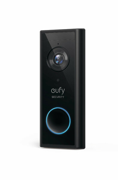 Deurbel uitbreiding voor Eufy Homebase 2 en 3 met 2K HD beeld en AES 256 encryptie batterij of bedraad muurbevestiging zwart kunststof IP65 waterdicht