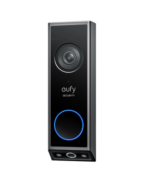 Deurbel voor voordeur met dual camera 2K resolutie kleurennachtzicht en bewegingsdetectie zwart kunststof