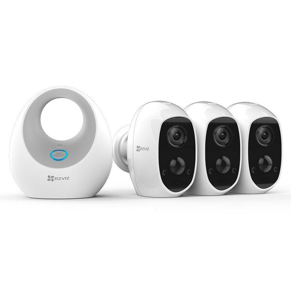 Beveiligingscamera voor binnen en buiten met full HD en oplaadbare batterij 3 stuks inclusief hub