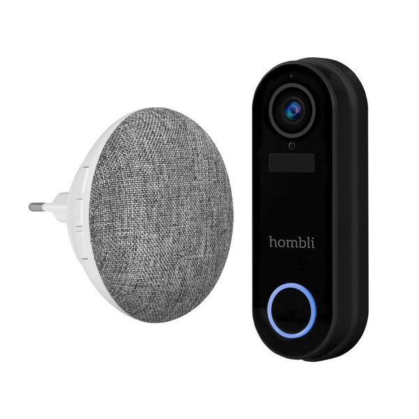 Slimme deurbel voor buiten met wifi en antidiefstal alarm zwarte plastic behuizing