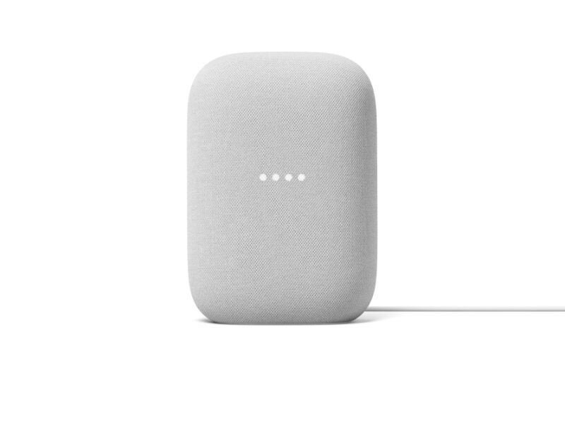 Slimme speaker voor Google Home met krachtige audio privacy schakelaar en stereo koppelbaar kunststof staand model chalk