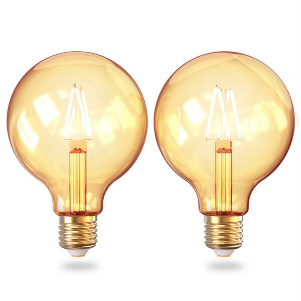 Globe filament lamp voor wifi systeem met vintage lichtkleur en grote fitting E27 2 stuks
