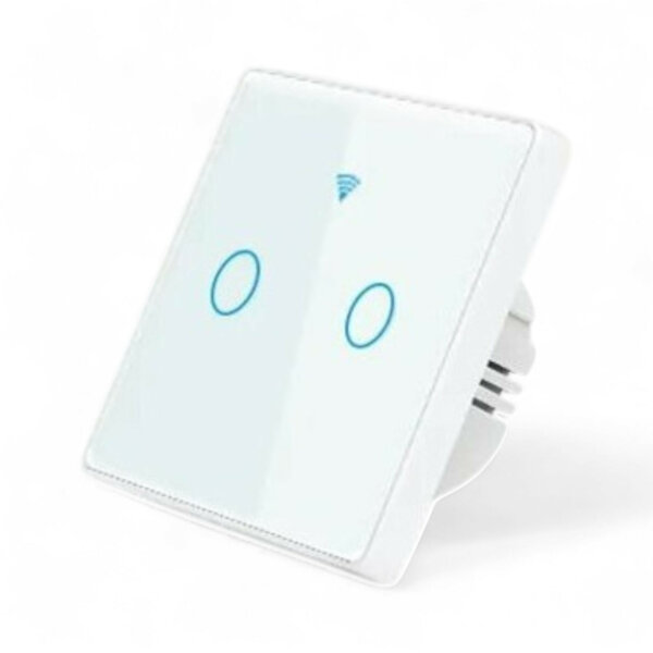 Interrupteur tactile intelligent Wi-Fi blanc à 2 boutons