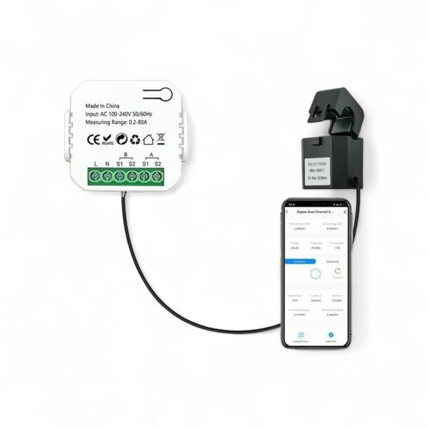 Energiemeter voor zonnepanelen met één klem, 80A, Tuya en Smartlife