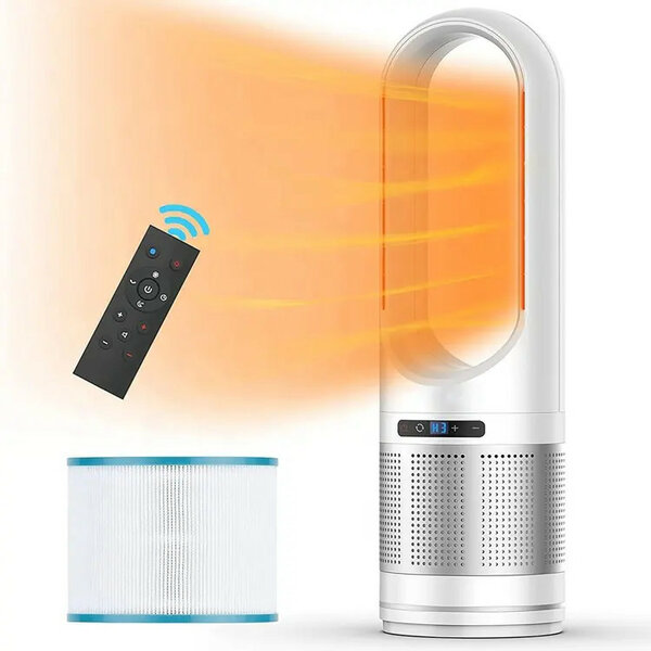 3 in 1 aircooler en verwarmer met bladelloze ventilator en luchtzuiverende functie