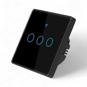 Smart WiFi Touch Lichtschakelaar zwart 3-knoppen