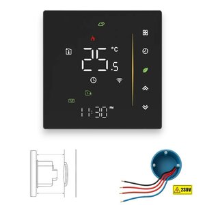 Wifi Inbouw Thermostaat met Touchscreen voor C.V. Installatie (zwart) M1